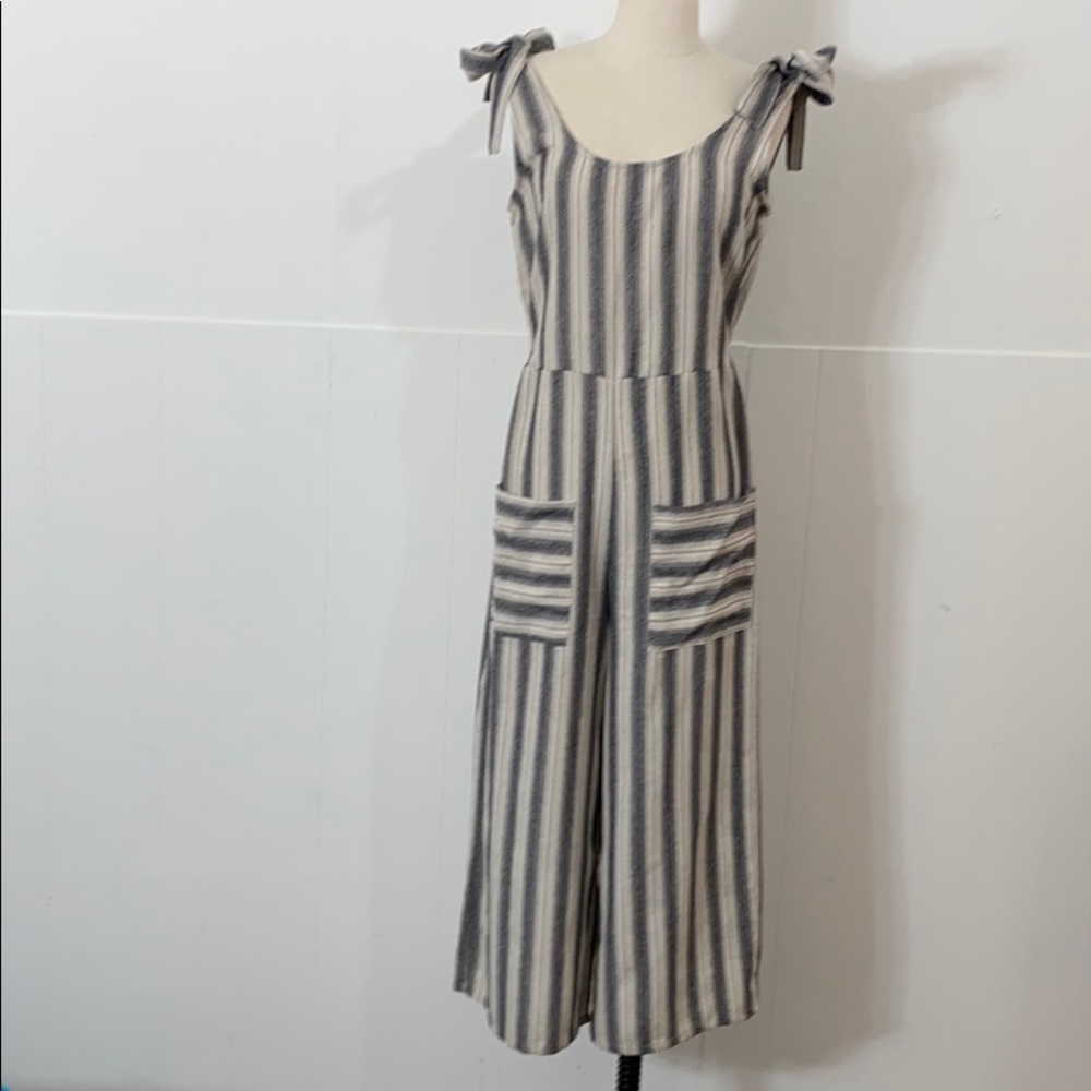 Indigo Rising Striped Crop Jumpsuit